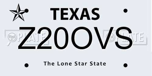 Z20OVS Texas License Plate