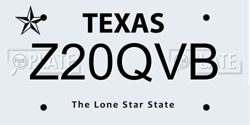 Z20QVB Texas License Plate