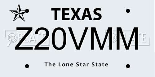 Z20VMM Texas License Plate