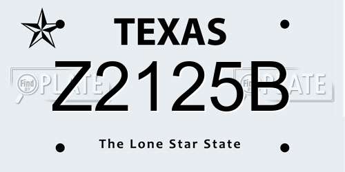 Z2125B Texas License Plate