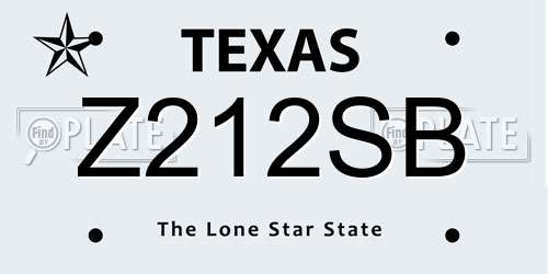 Z212SB Texas License Plate