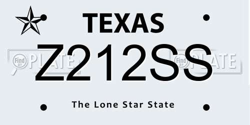 Z212SS Texas License Plate