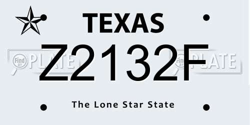 Z2132F Texas License Plate
