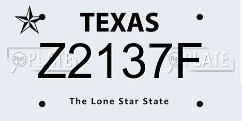 Z2137F Texas License Plate
