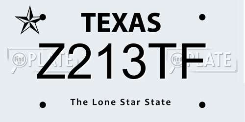 Z213TF Texas License Plate