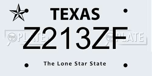 Z213ZF Texas License Plate