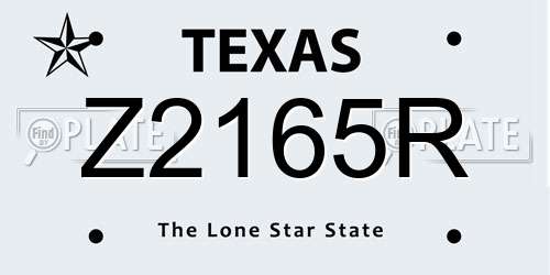 Z2165R Texas License Plate