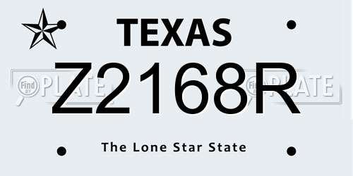 Z2168R Texas License Plate