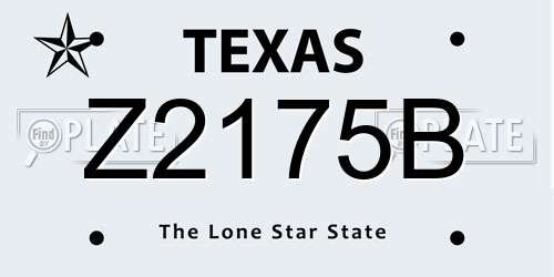 Z2175B Texas License Plate