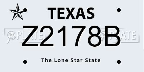 Z2178B Texas License Plate