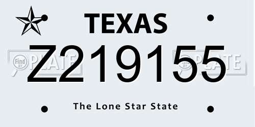Z219155 Texas License Plate