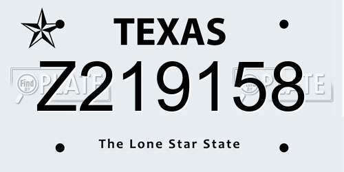 Z219158 Texas License Plate