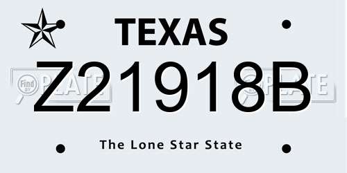 Z21918B Texas License Plate