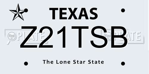 Z21TSB Texas License Plate