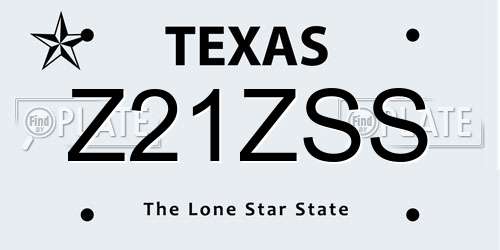 Z21ZSS Texas License Plate