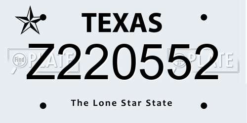 Z220552 Texas License Plate