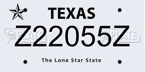 Z22055Z Texas License Plate