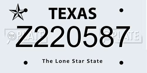 Z220587 Texas License Plate