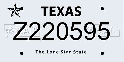 Z220595 Texas License Plate
