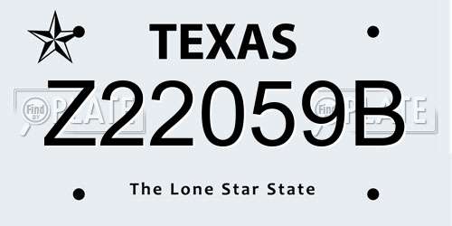 Z22059B Texas License Plate