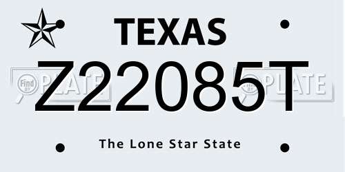 Z22085T Texas License Plate