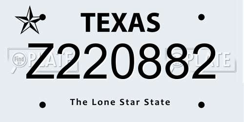 Z220882 Texas License Plate