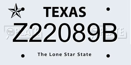 Z22089B Texas License Plate