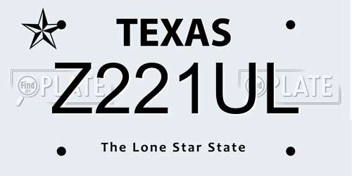 Z221UL Texas License Plate