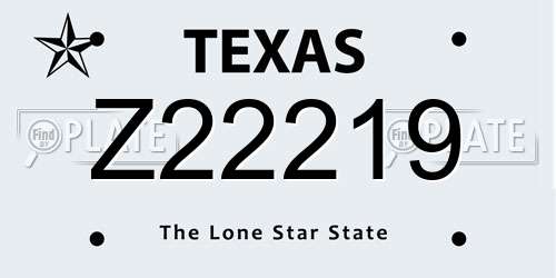 Z22219 Texas License Plate