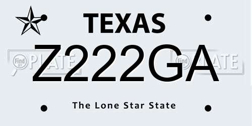 Z222GA Texas License Plate