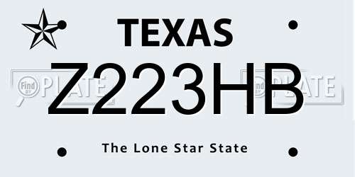 Z223HB Texas License Plate