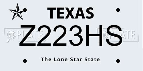 Z223HS Texas License Plate