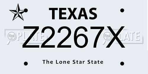 Z2267X Texas License Plate
