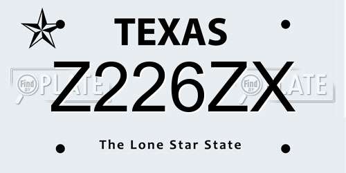 Z226ZX Texas License Plate
