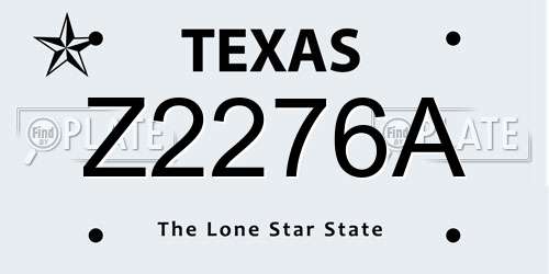 Z2276A Texas License Plate