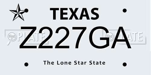 Z227GA Texas License Plate