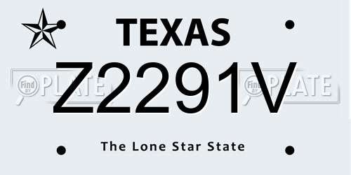 Z2291V Texas License Plate