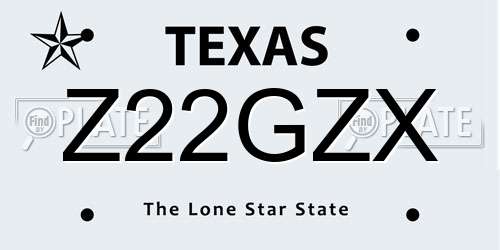 Z22GZX Texas License Plate