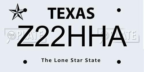 Z22HHA Texas License Plate