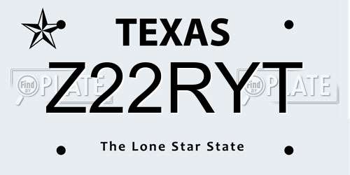 Z22RYT Texas License Plate