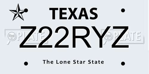 Z22RYZ Texas License Plate