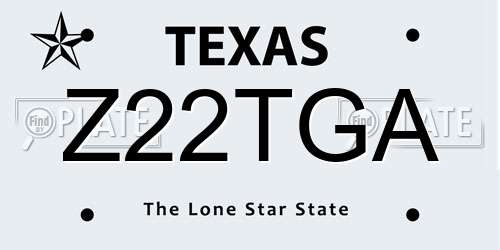 Z22TGA Texas License Plate