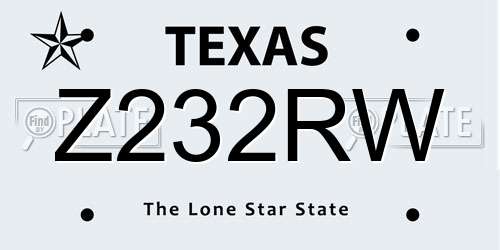 Z232RW Texas License Plate