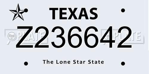 Z236642 Texas License Plate