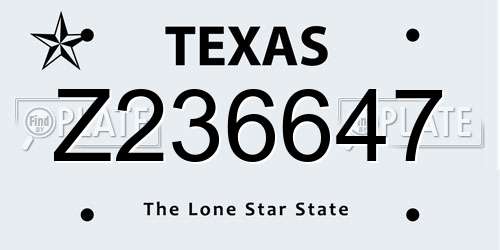 Z236647 Texas License Plate