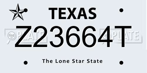 Z23664T Texas License Plate