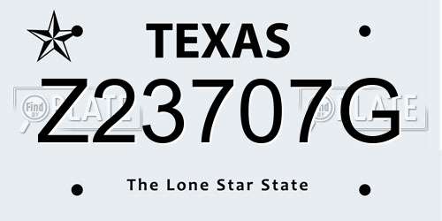 Z23707G Texas License Plate