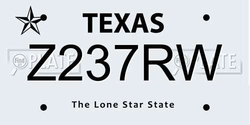 Z237RW Texas License Plate
