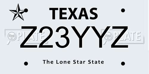 Z23YYZ Texas License Plate