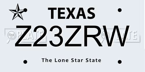 Z23ZRW Texas License Plate